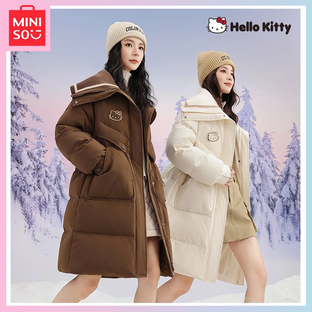 

Miniso Cartoon Hellokitty 2023 Winter New Big Lapel Sweet Autumn and Winter Loose Warm Warm Thick Coat Girl Christmas Gift
