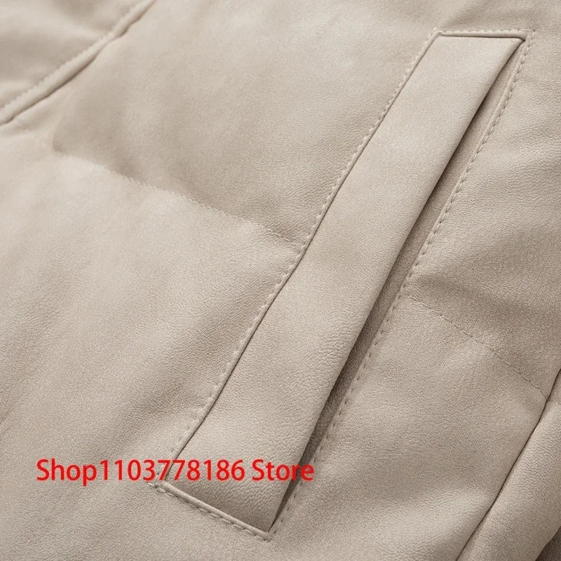 Американские куртки с воротником-стойкой скраб из искусственной кожи