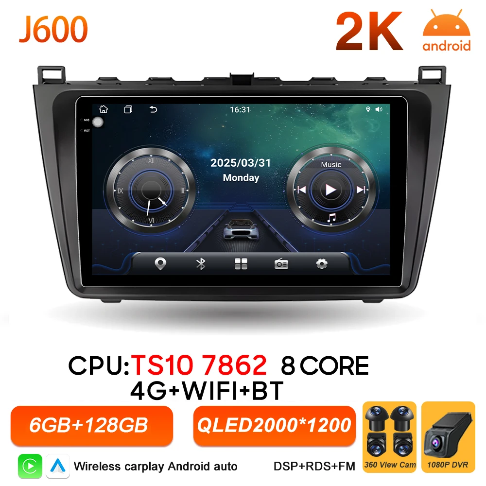 

Автомагнитола Android 16 для Mazda 6 GH 2007-2012 с GPS, CarPlay, DSP, навигацией, видео, мультимедиа и Wi-Fi 5G