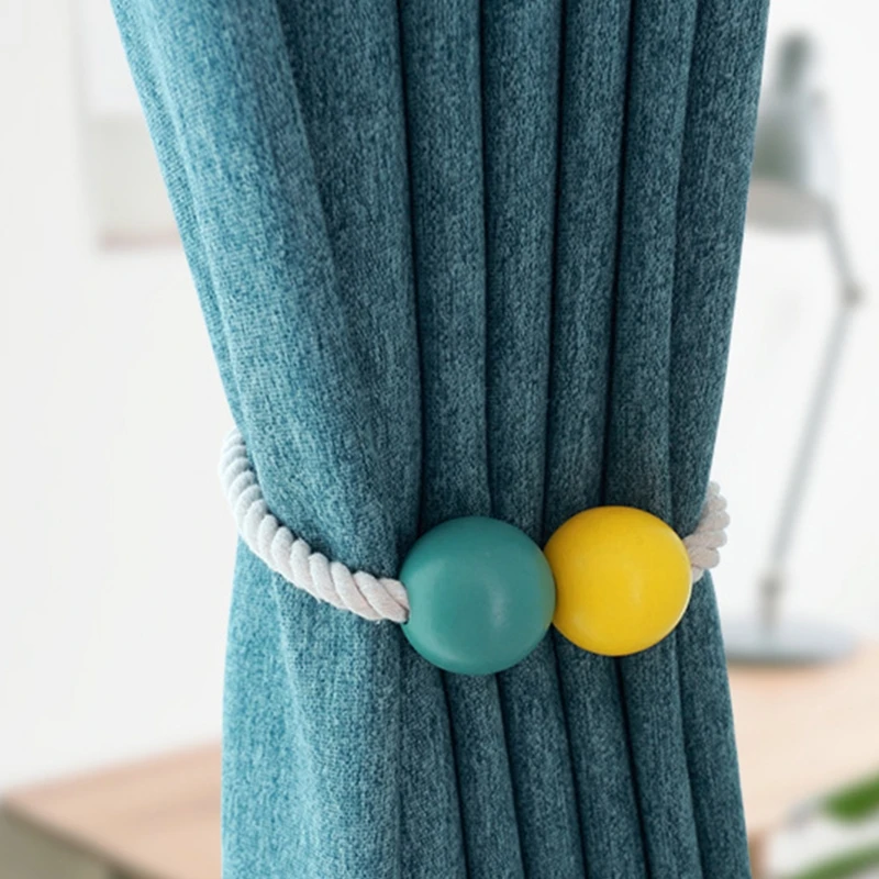 

Магнитный держатель для занавесок, зажим с деревянным шариком, декоративный, для штор, драпировки, занавесок, 2 шт.