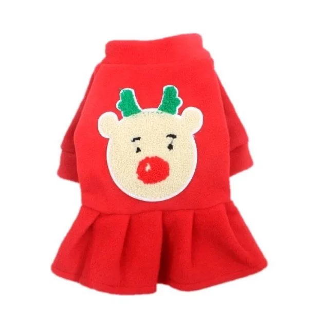 

Winter Christmas Dog Clothes Small Medium Dogs Girl Fleece Dresses Elk Print Shirt Puppy Warm Pullover Coat Chihuahua Yorkshire