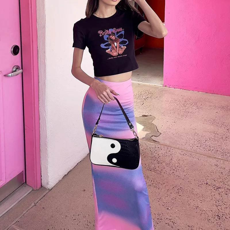 

Summer 2022 Fashion Hot Sale Explosion Breathable Color Printed Elastic High Waist Skirt For Women'S Leisure