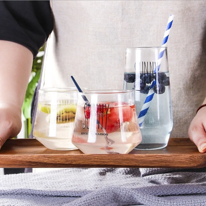 

Single Layer Ins Borosilicate Glass Water Cup Simple Nordic Style SUNY Milk Breakfast Household Juice Glass