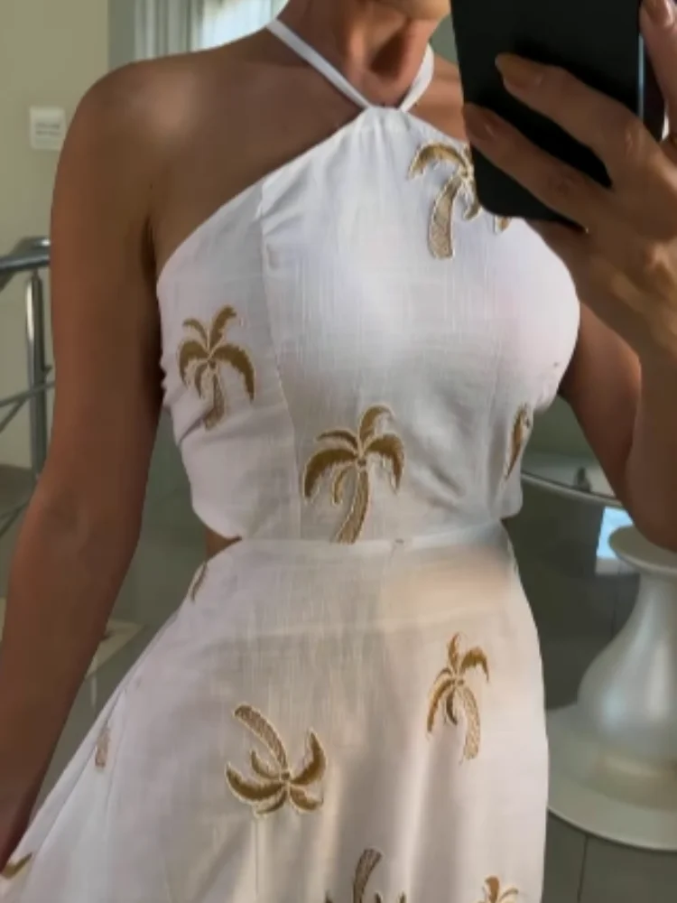 Женское длинное платье с открытой спиной элегантное шикарное лямкой на шее