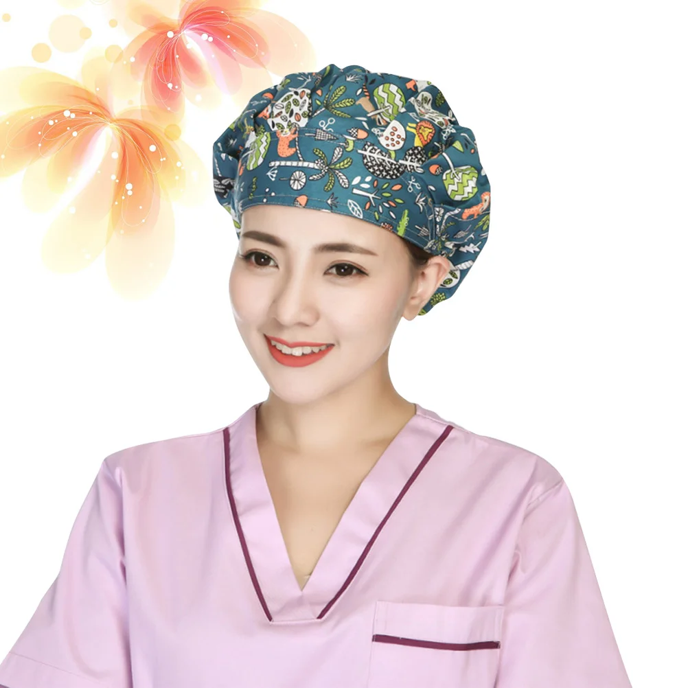 

1PC Floral Printing Working Adjustable Operating Room Creative Safe Nurse (Green Lion)