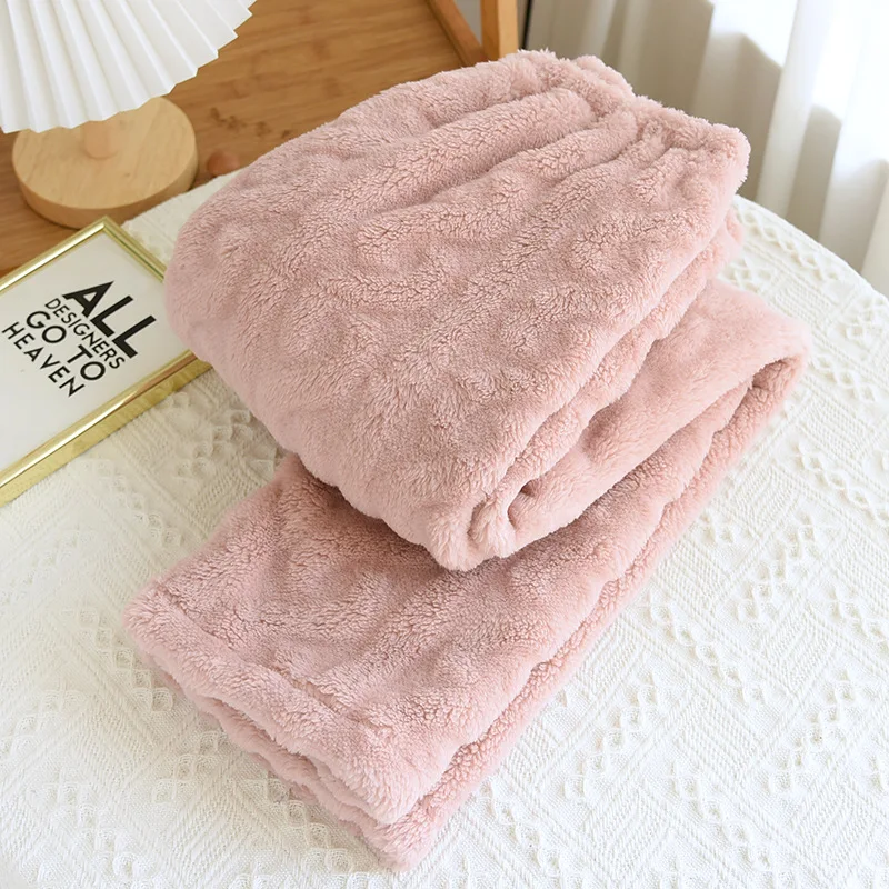 Ladies Coral Fleece Twisted Flower V-neck Pajamas Suit Autumn And Winter Thickened Trousers Suit Home Service Women