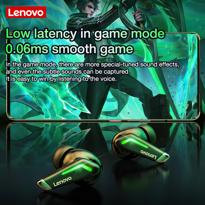 lenovo gm3 lp6 xt92 gm5 tws gaming bluetooth headphones wireless earphone low latency professional earbuds with mic game headset free global shipping