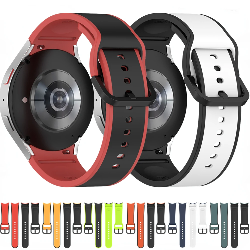 

Two Color Silicone Strap for Samsung Galaxy Watch 5/4 44mm 40mm/5 Pro 45mm Sport Bracelet for Samsung Watch 4 Classic 46mm 42mm
