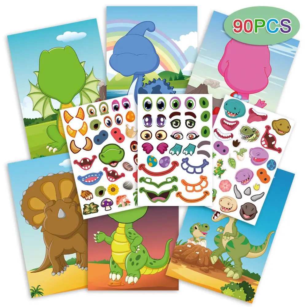 

Gifts Jigsaw Games Primary Education Early Learning Puzzle Stickers Toys DIY Princess Make-a-Face Animal Dinosaur