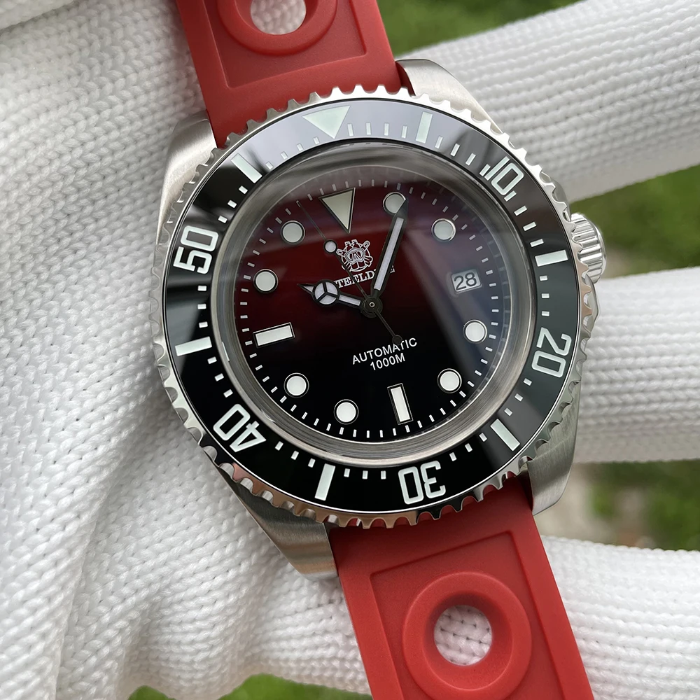 

NEW Mechanical STEELDIVE 1000M Waterproof SD1964 Red-Black Big Water Ghost NH35 Luxury Watch For Men Super Blue Luminous