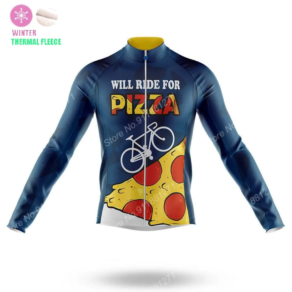 

Мужская велосипедная трикотажная футболка с длинным рукавом и принтом пиццы