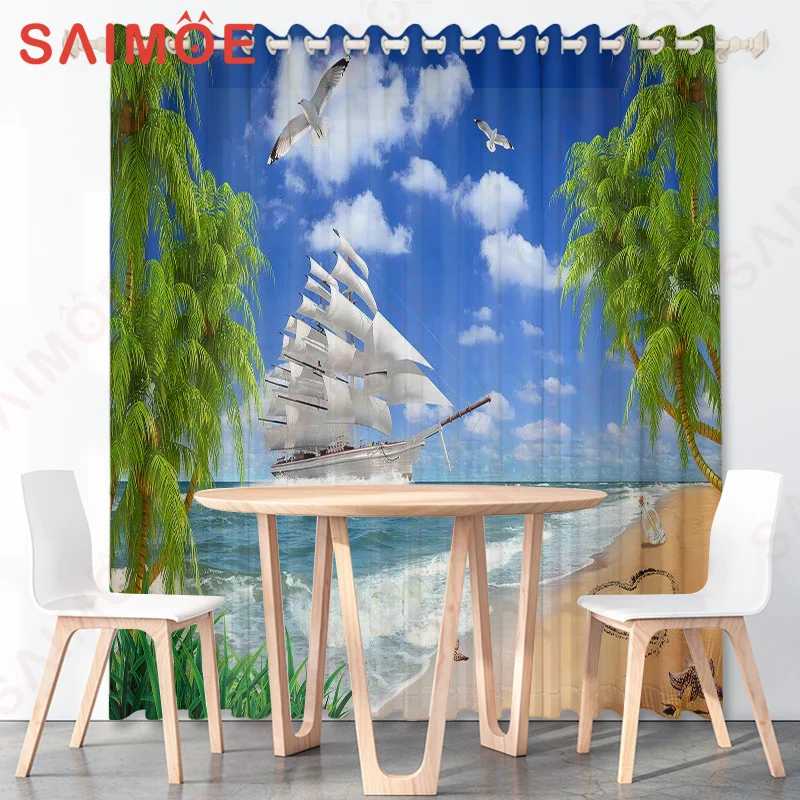 Летние занавески для отпуска с морским миром животными растениями дельфином