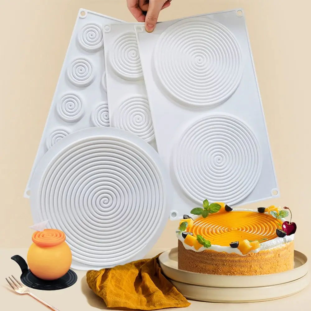 

Силиконовая форма в форме спирали с 1/2/6/15 отверстиями, 3D формы для торта, Мусса для мороженого, шоколада, искусство десертов, сковорода для то...