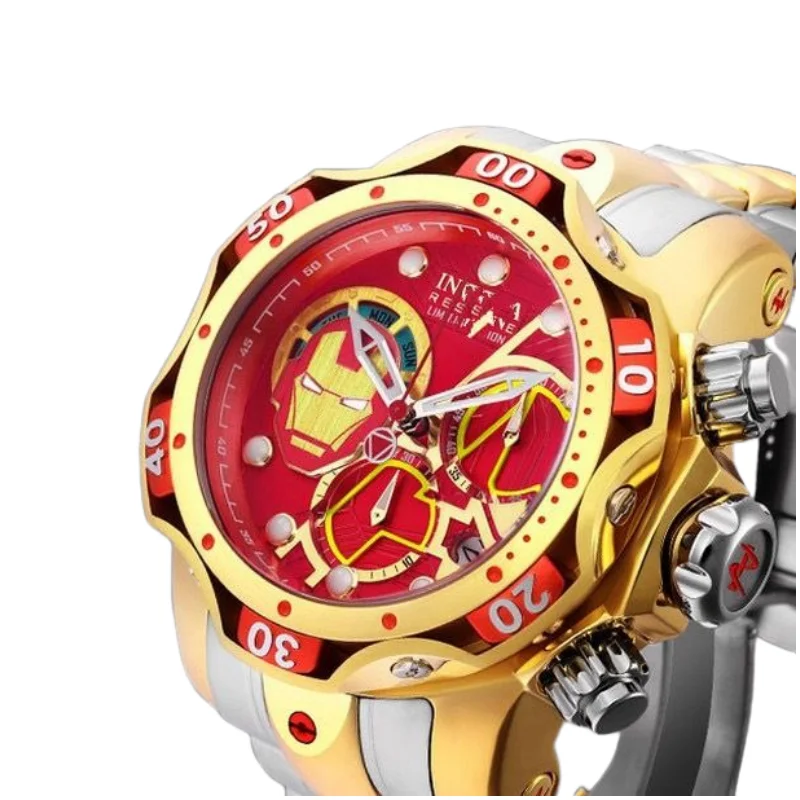 Часы Марвел анимационный Железный человек креативные модные периферийные электронные часы Красные большие кварцевые часы Изысканные личные часы праздничный подарок