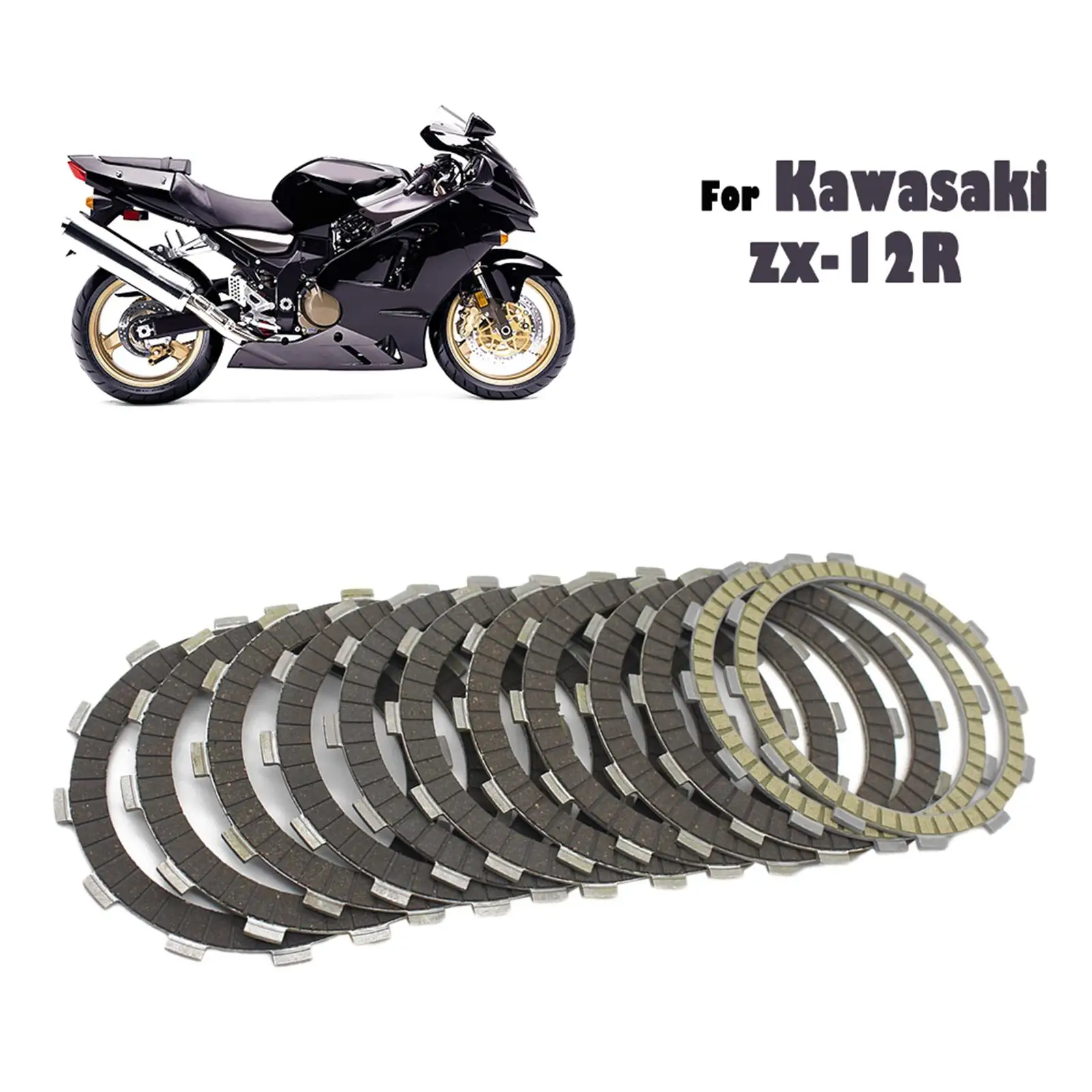 

12 Pieces Motorcycle Clutch Friction Plates Replacement Engine Parts Fit for Kawasaki Ninja ZX-12R ZX12R ZX1200 2001-2005