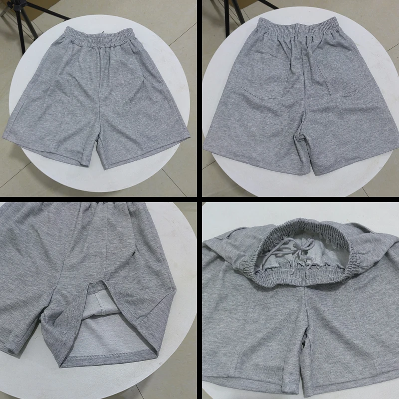 2022 Summer Casual Shorts Women Solid Color Elastic Waist Wide Leg Shorts Woman Blue Green Black Loose Sports Short Pants