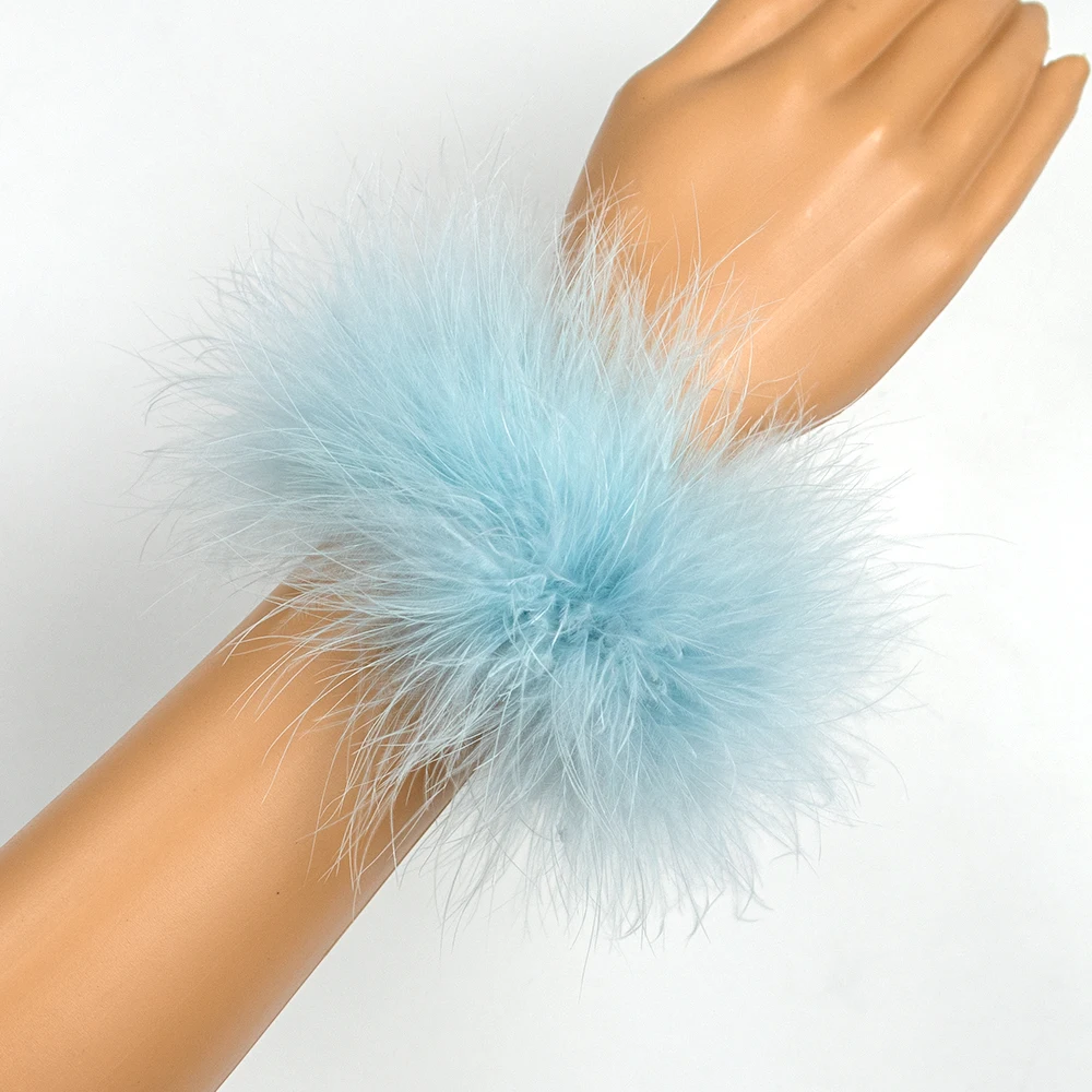 

Women Marabou Turkey Feathers Cuff Fashion Solid Color Fur Sleeve Hair Accessories Anklet Bracelet Real Cuffs Crafts Plume 1/2 P