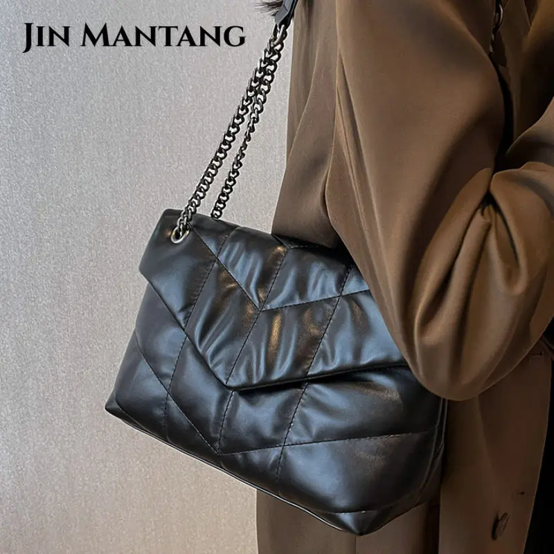 

JIN MANTANG Winter for Women Sac A Main Designer Handbags Vintage PU Leather Chain Crossbody Bags Ladies Tote Shopping Bag Bolso
