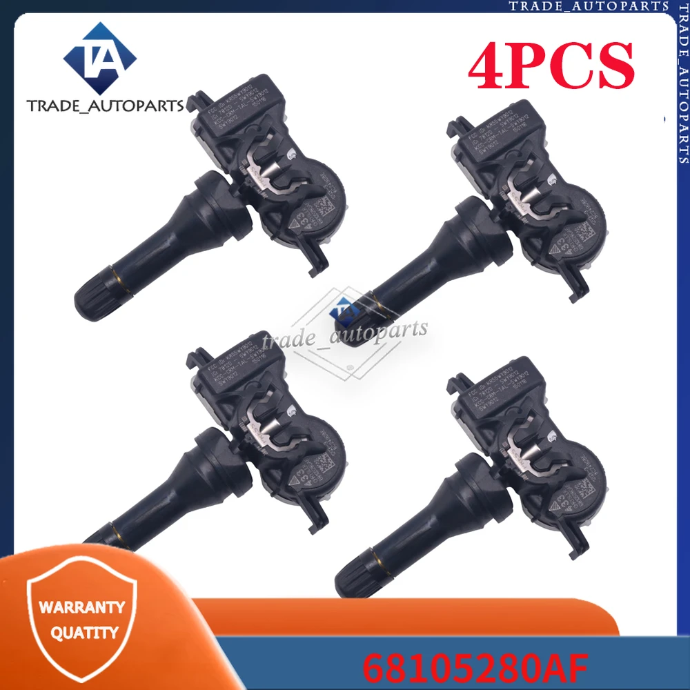 

68105280AF 433MHz TPMS Car Tire Pressure Sensor 4PCS For Chrysler Pacifica 200 Dodge Durango Dart Jeep Renegade Grand Cherokee