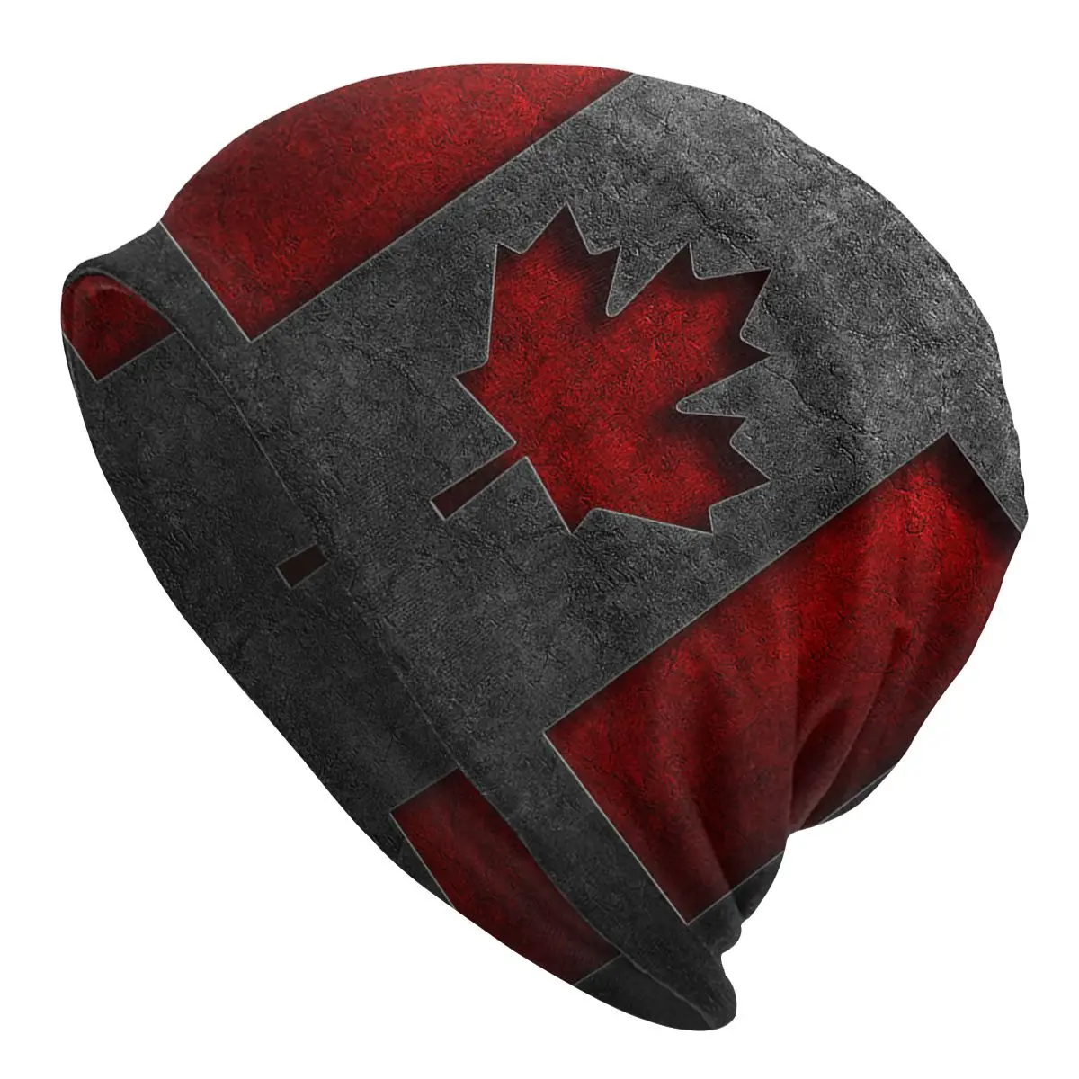 

Hip Hop Canada Flag Skullies Beanies Men Women Winter Warm Slouchy Beanie Hat Textured Canadian Flag Knitting Bonnet Cap for Ski