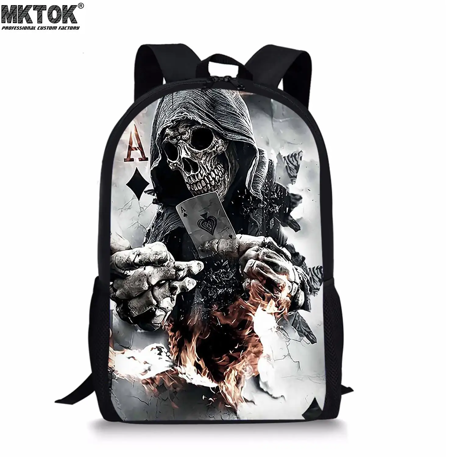 Cool Skull Pattern Boys School Bags Fashion Waterproof Teenagers Backpacks Adjustable Strap Mochilas Escolares Free Shipping