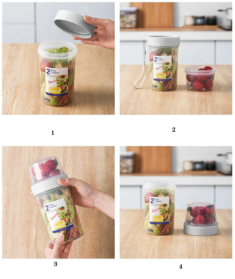 

5 Sizes Breakfast Cup Oats Yogurt Milk Nut Soup Salad Cup 2-layer Fresh-keeping Bowl Portable Leak-proof Travel Office Lunch Box