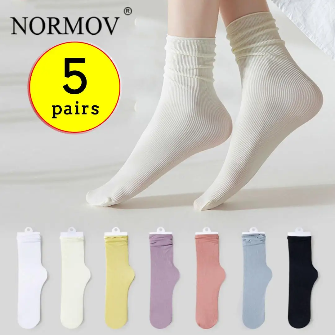 

5 Pairs Ice Silk Thin Socks For Girls Soft Trend White Velvet Women's Socks Set Spring Stockings Fashion Slouch Socks 2023 New