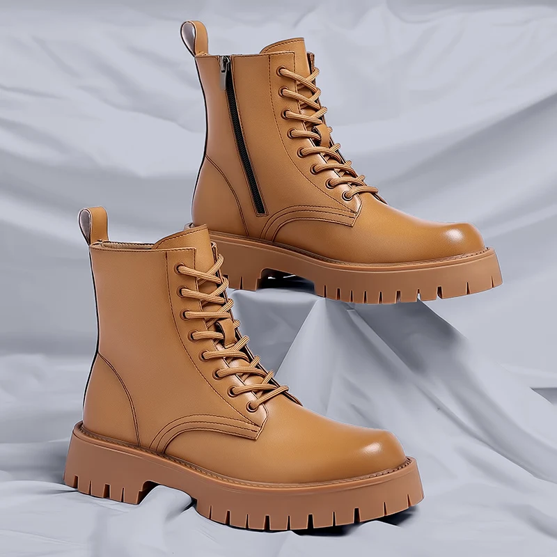 

Мужские ботинки челси на молнии сбоку, желтые кожаные ботинки на толстой подошве