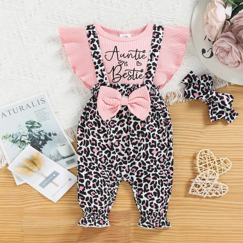 Летние детские милые модные Лоскутные Комбинезоны с леопардовым принтом и