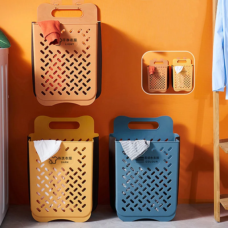 

Large Portable Bathroom Folding Dirty Clothes Storage Basket Household Wall Hanging Punch-Free Laundry Basket Put Clothes Bucket