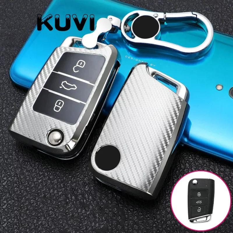 

Carbon Filber Car Key Case Cover For VW Volkswagen Golf 7 MK7 Tiguan MK2 For SEAT Ateca Leon FR 2 Ibiza For Skoda Octavia A7