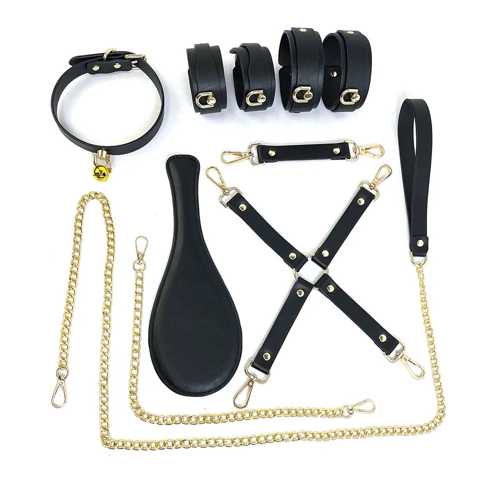 

8PCS Bondage Kit BDSM Bed Restraints Adult Games Erotic Couples Sexual Handcuffs Nipple Clamps Whip Rope Sex Toys for