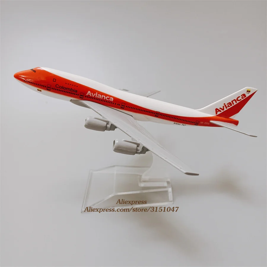 

16cm Alloy Metal Air Avianca Boeing 747 B747-200 Airlines Diecast Airplane Model Avianca Airways Air Plane Model Aircraft Orange