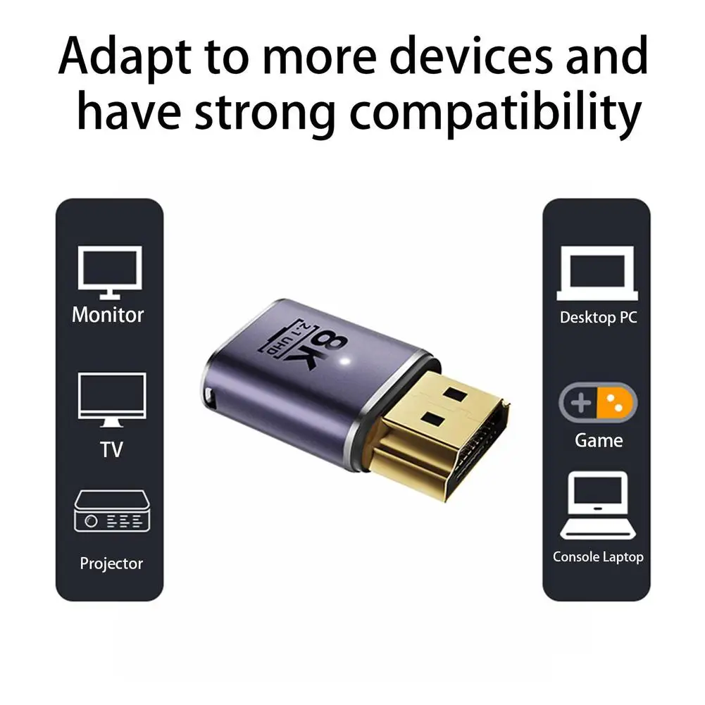 

HD Adapter 8k 60hz Male To Female Hdmi-compatible 2.1 4k Converter 8k Extender For Hdtvs Monitors Projectors
