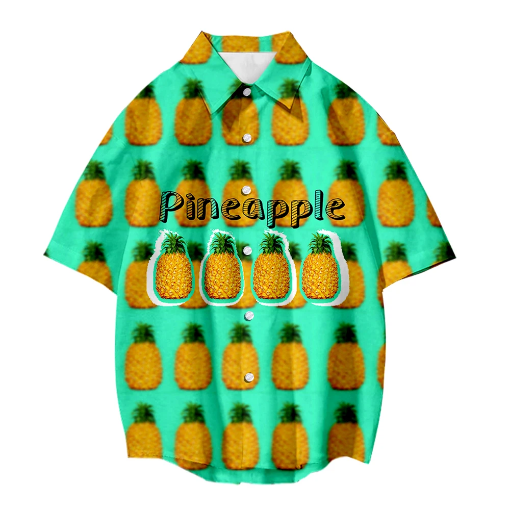 

Гавайская Повседневная мужская рубашка Camisa, мужская рубашка с тропическим принтом фруктов в стиле Харадзюку, Женская пляжная рубашка с кор...