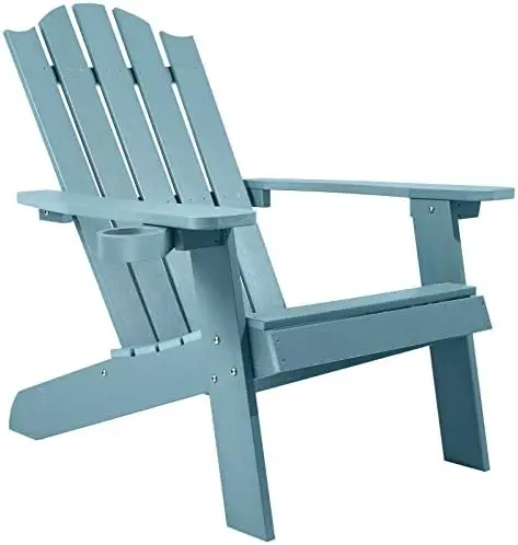 Weather Resistant With Cup Holder, Fire Pit Chair  Outdoor Garden Resin Wood Adirondack Chair For Adult, Aruba