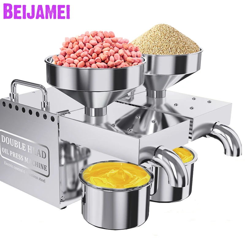 Double Head Commercial Flaxseed Sunflower Seeds Oil Extractor Automatic Peanut Sesame Cold Press Pressers Oil Machine