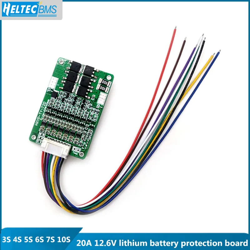 

BMS 3S 4S 5S 6S 7S 10S 20A 12.6V lithium battery protection board 16.8V 21V balanced 25.2V 29.4V18650 protection board