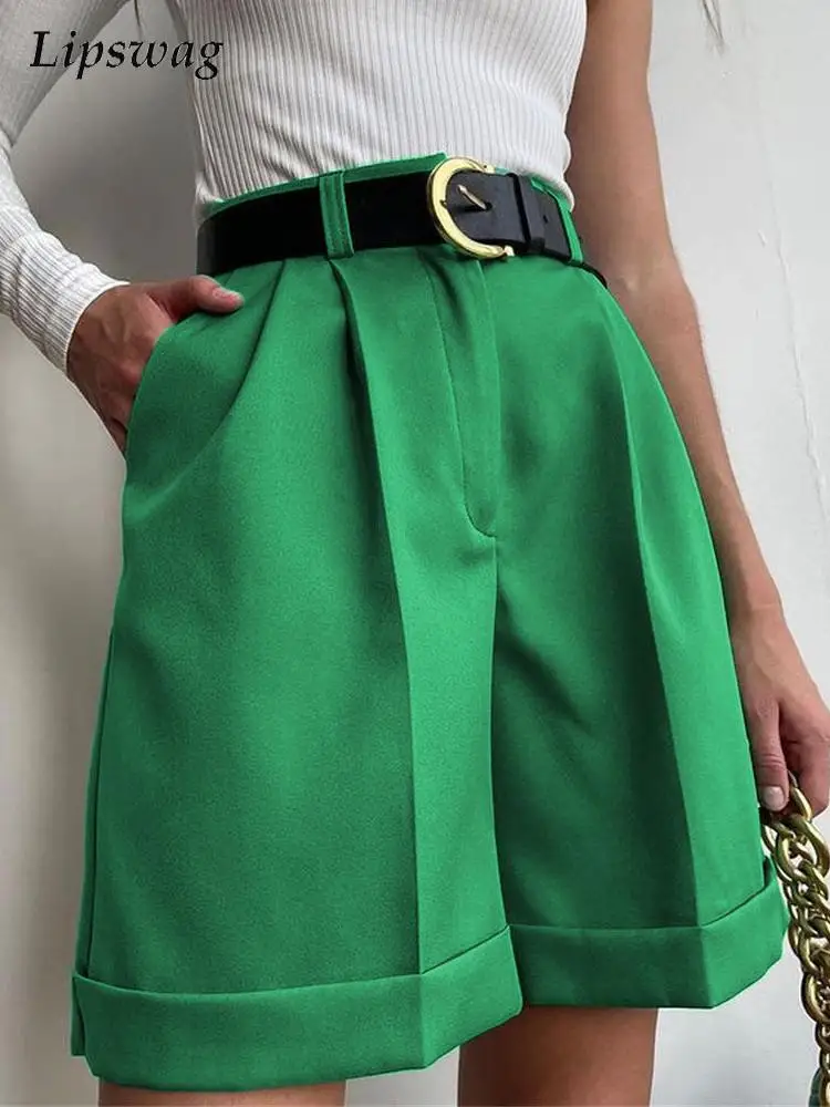 

Women 2022 Summer Fashion Solid Pocket A-Line Shorts Sexy High Waist Buttoned Short Pants Ladies Casual Loose Beach Shorts Mujer
