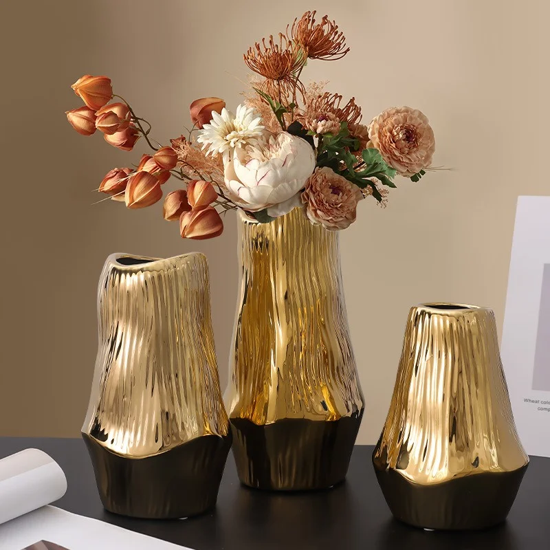 

Living Room Luxury Gold Vases Ceramic Modern Ikebana Nordic Style Vases Design Bedroom Vase En Ceramique Home Decor WZ50HP