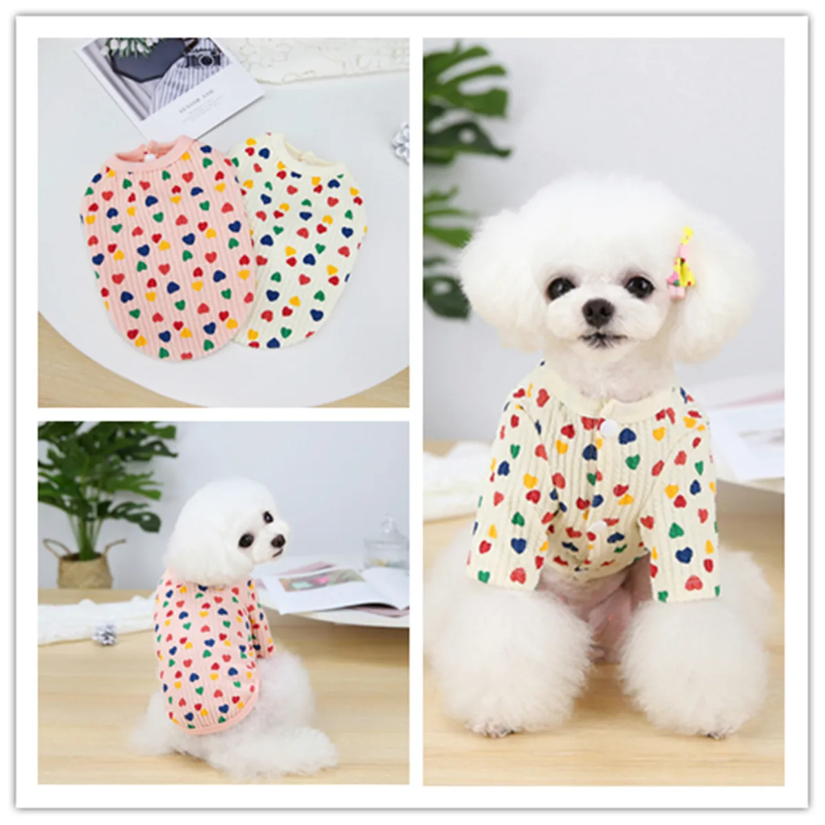 

Leisure Pet Clothes Heart Print Dogs Pets Clothing For Small Medium Dogs Costume Pet Apparel Ropa Perro Yorkshire French Bulldog