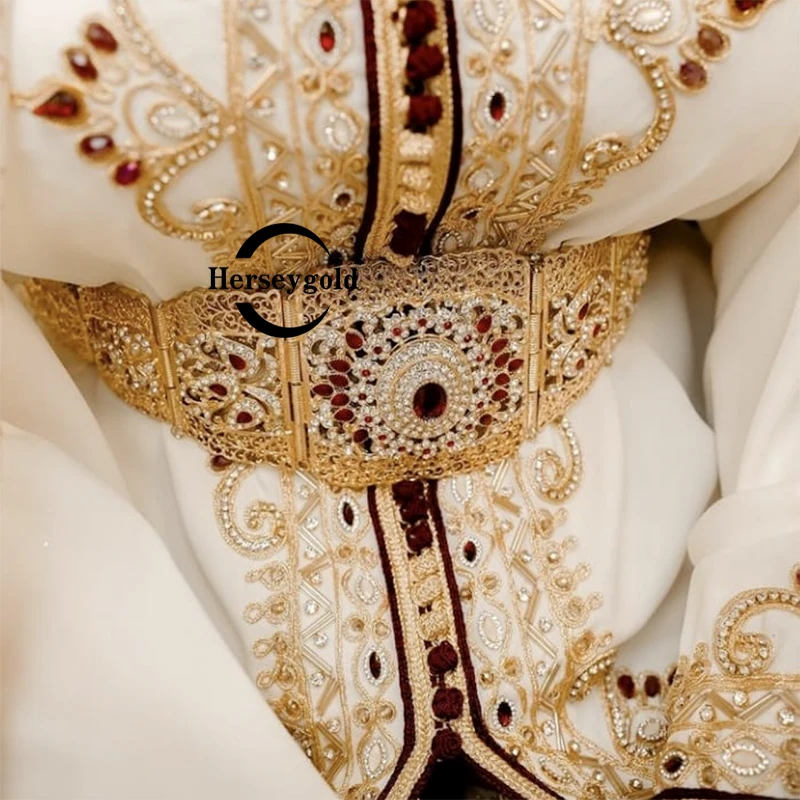 Moslem Caftan Wedding Bridal Belt Gold Plating Water Drop Rhinestone Belly Chain Moroccan Bride Jewelry Ethnic Metal Dress Belt