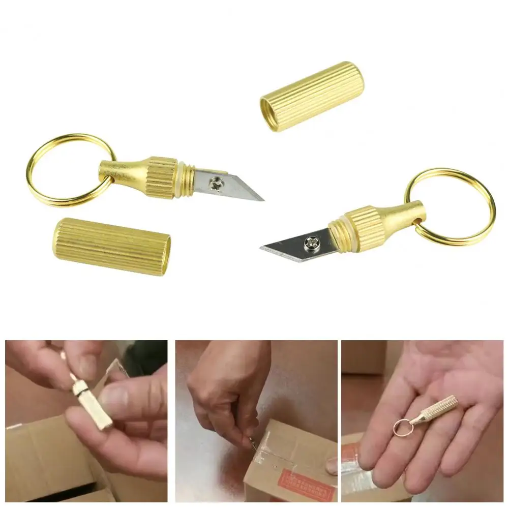 

1pc Brass Capsule Mini Knife Multifunctional EDC Tools Portable Key Chain Decor Outdoor Survival Open Cans Peel Fruits Gifts