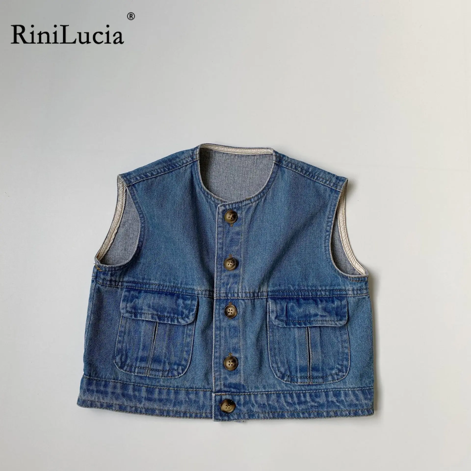 

RiniLucia 2023 New Girls Boys Vests Baby Girl Autumn Clothes Solid Kids Waistcoats Cardigan Children's Clothing Toddler Jacket