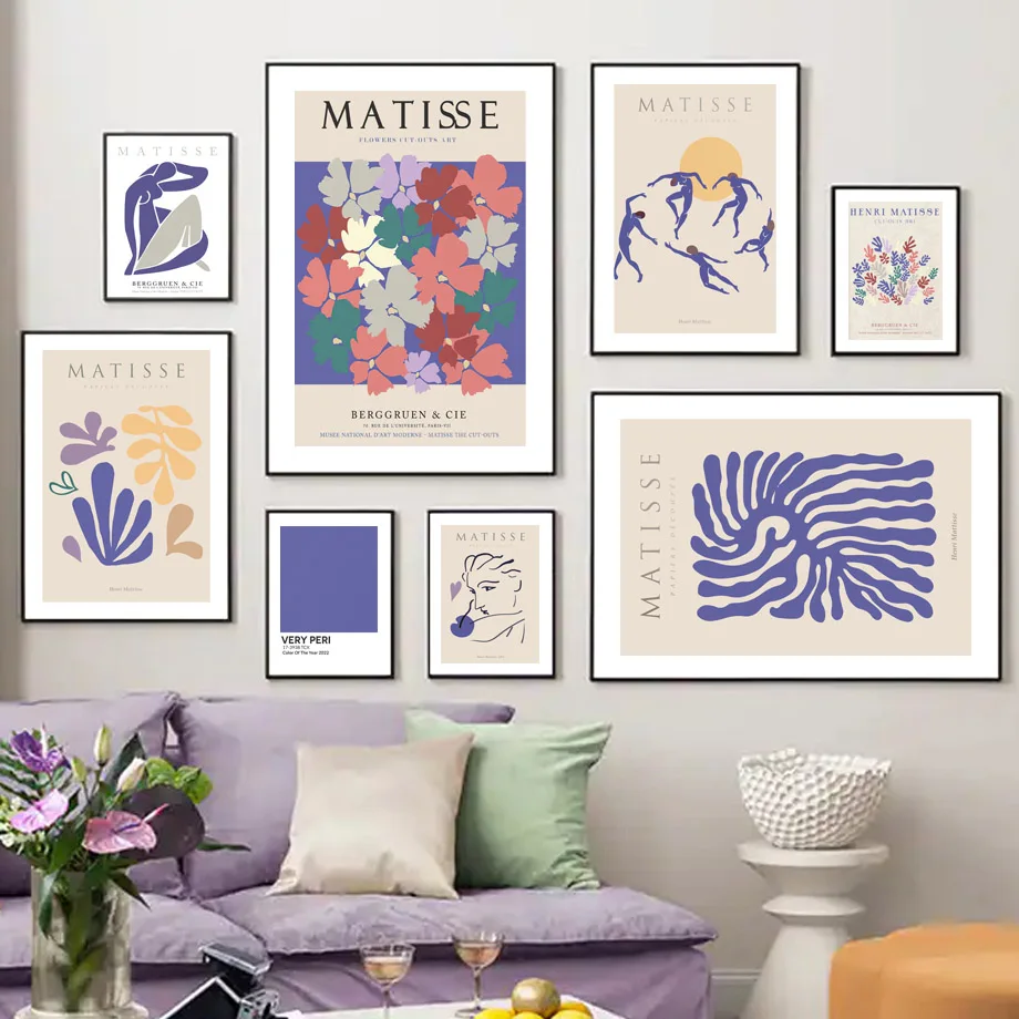 

Matisse Very Peri Cut Outs Pantone Pastel Wall Art Canvas Painting Nordic Posters And Prints Wall Pictures For Living Room Decor