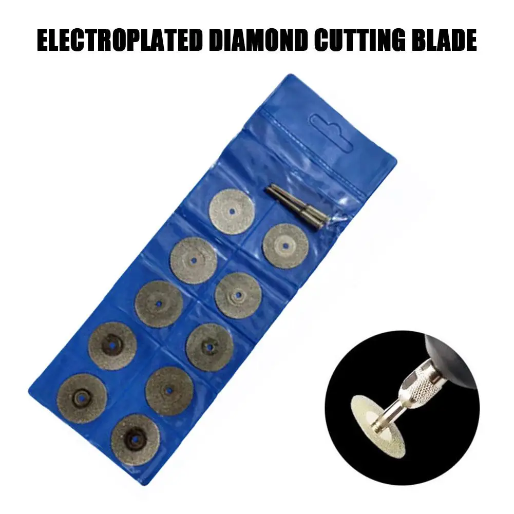 

New Hot Sale 10Pcs 22mm Mini Sharp Diamond Cut Off Rotary Tool Cutting Disc Disks DIY Tools Accessories For Dremel with 2Pc B9O1