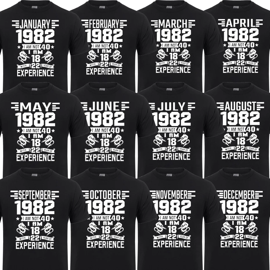 

I'm 18 with 22 Year of Experience Born in 1982 Nov September Oct Dec Jan Feb March April May June July August 40th Birth T Shirt