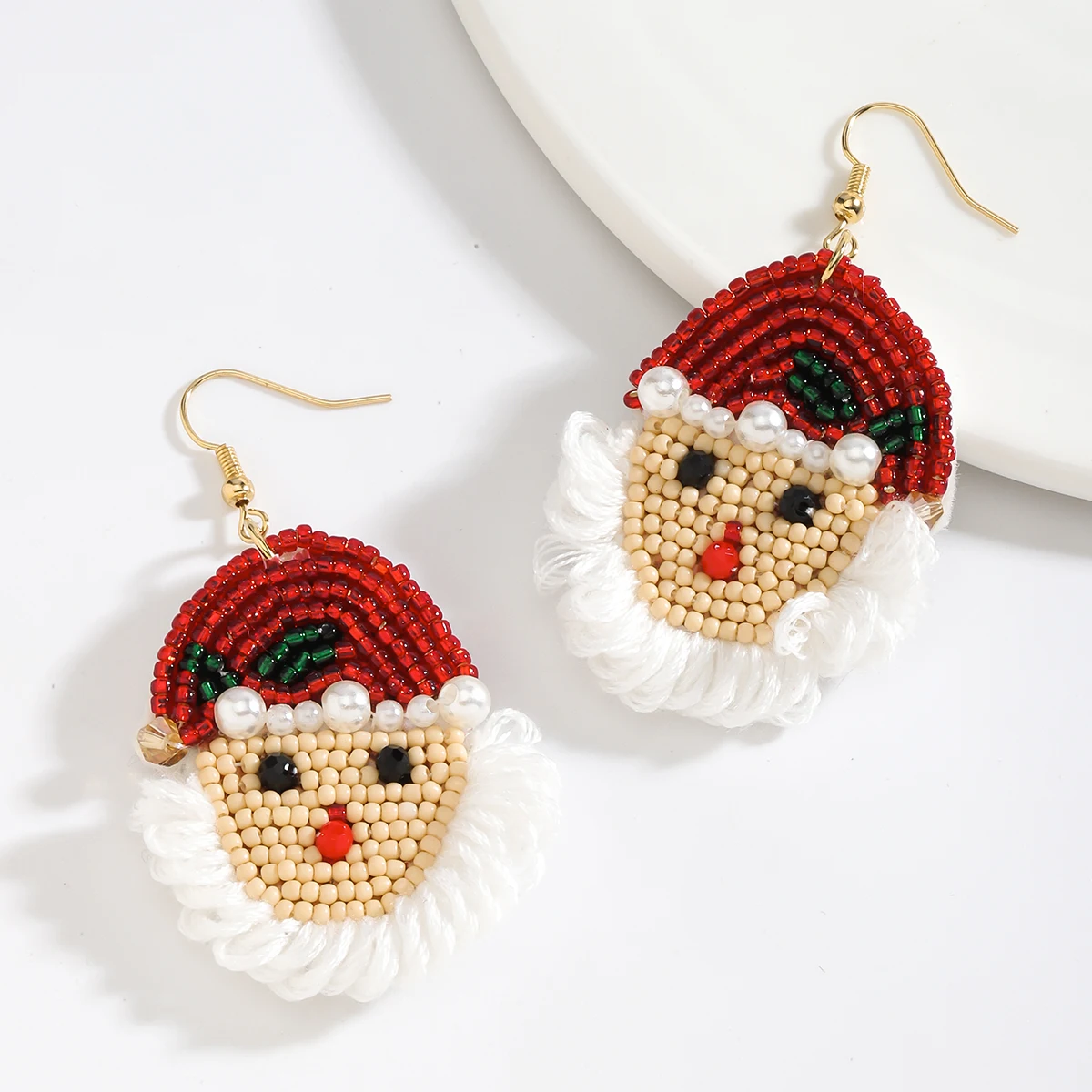 Vedawas Богемная Кепка Санта-Клауса Ручной Работы Висячие Серьги С Бусинами