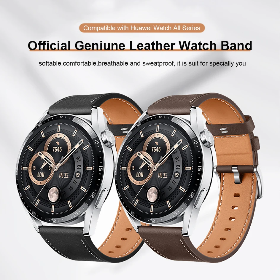 New Genuine Leather Wrist Band For Huawei Watch GT 3 GT3 42mm 46mm Strap Bracelet  3 GT2 Pro/GT Runner Smartwatch Band Correa enlarge