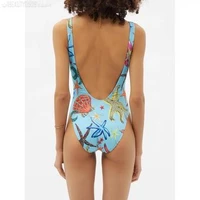 starfish shell print backless u neck bodysuit sexy bikini plus size swimwear women bathing suit fashion luxuryone piece swimsuit